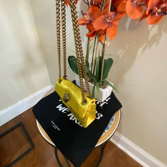 Kurt Geiger London Mini Yellow Embellished Convertible Crossbody - Picture 7 of 9